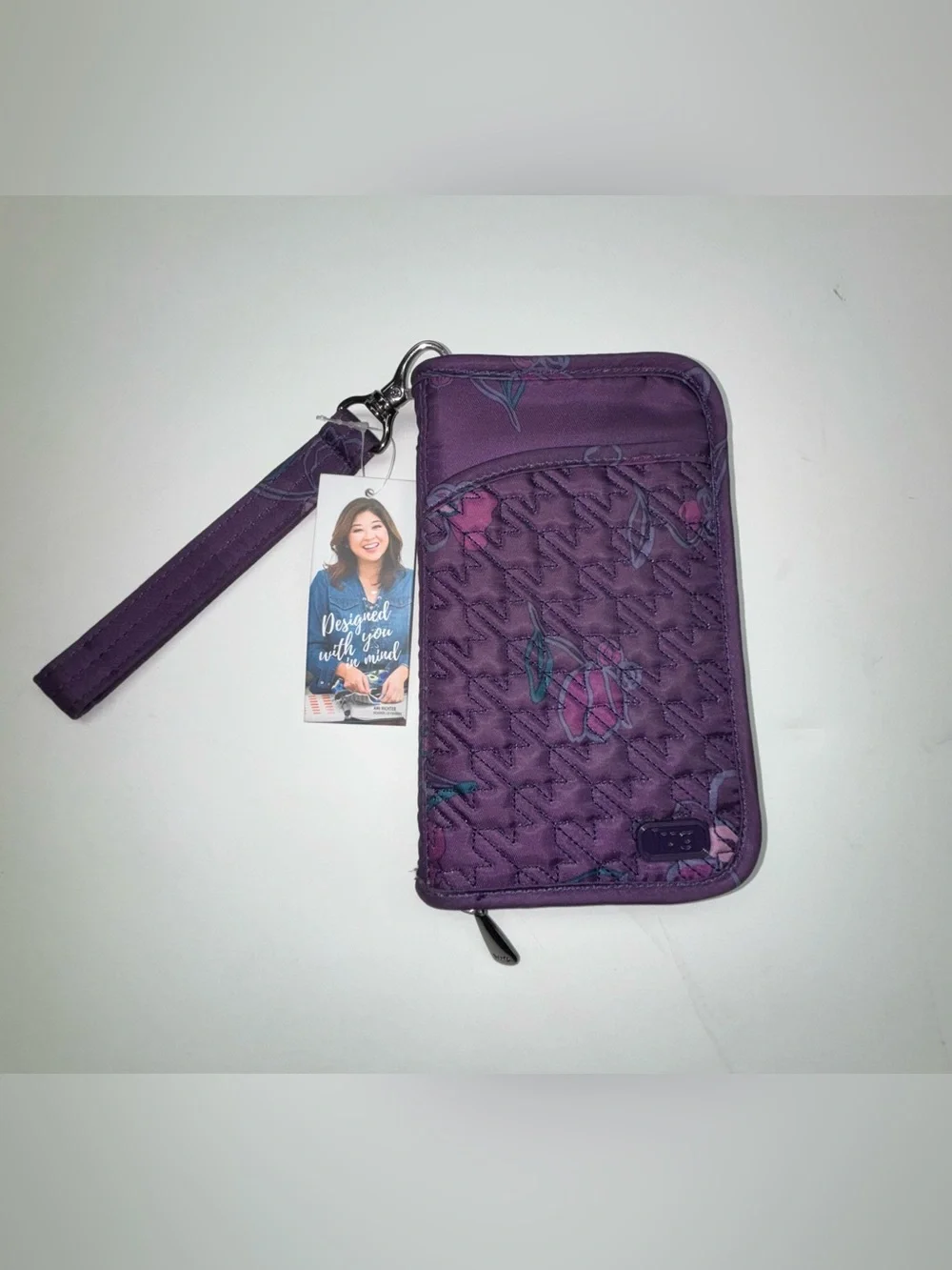 NWT Lug FLORET PURPLE TANDEM Quilted Wristlet Wallet